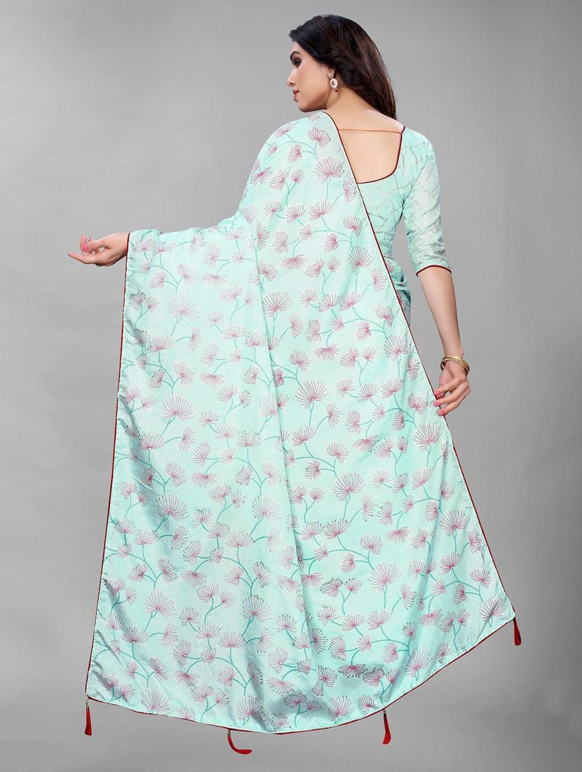 floral printed saree with blouse - 19199670 - Standard Image - 1