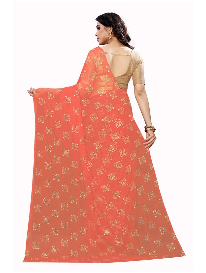 foil printed saree with blouse - 19199835 - Standard Image - 1