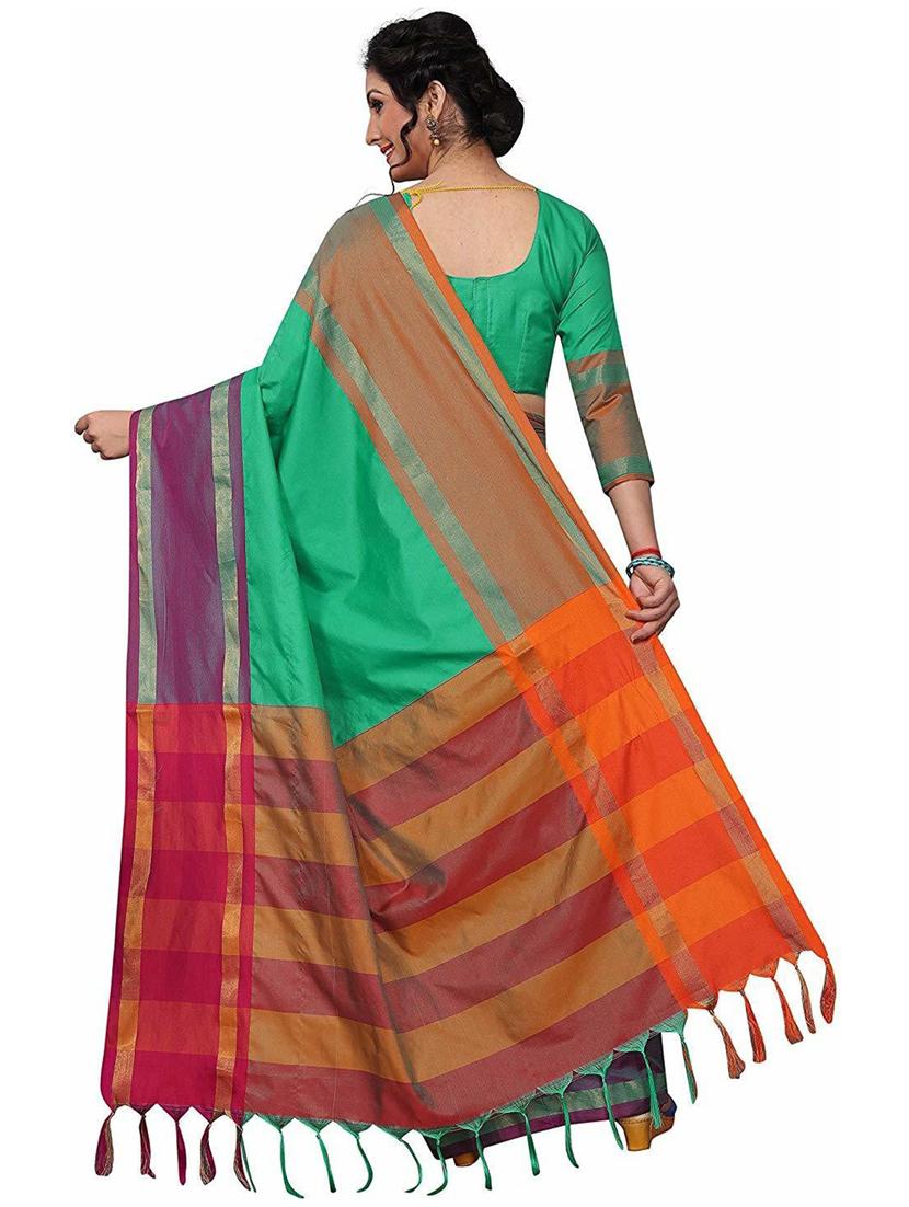 solid bordered saree with blouse - 19199857 -  Standard Image - 1