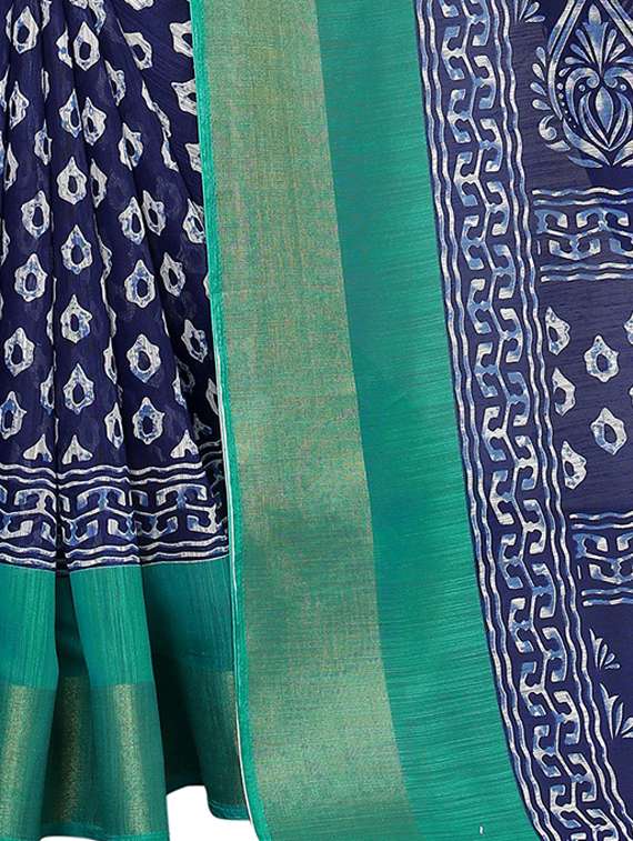 contrast border printed saree with blouse - 19199864 - Standard Image - 4