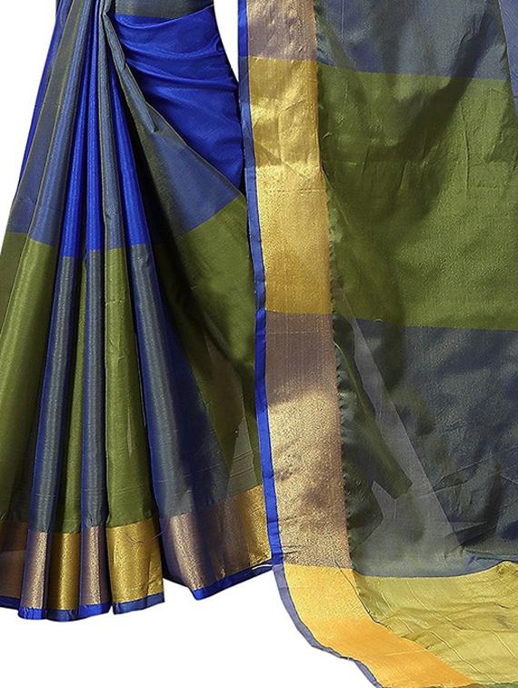 color block woven saree with blouse - 19199872 - Standard Image - 4