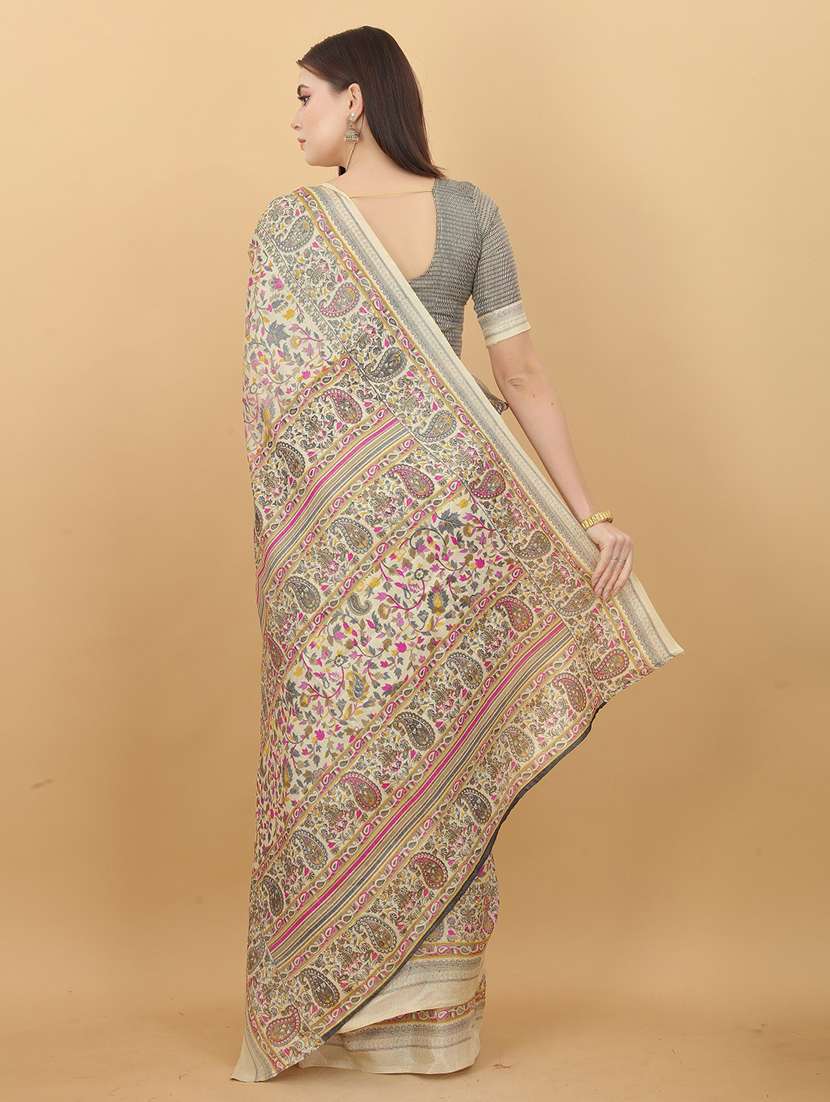 paisley printed saree with blouse - 19199876 - Standard Image - 1