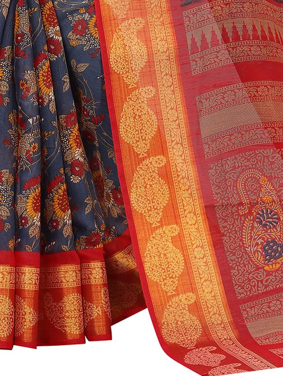 floral printed saree with blouse - 19200071 - Standard Image - 4