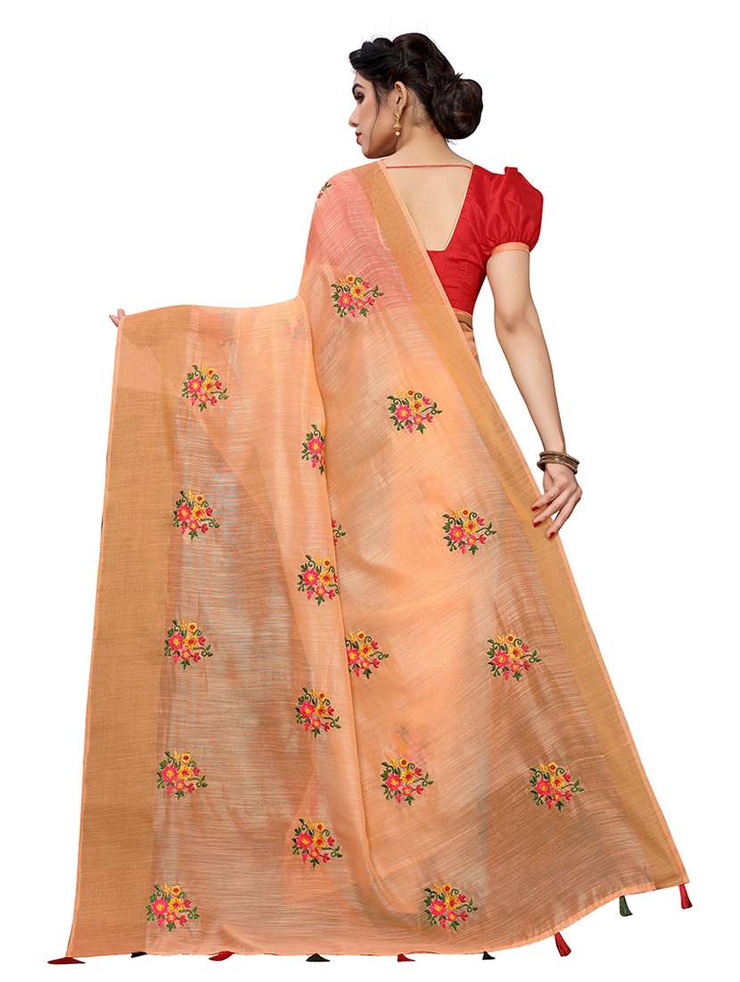 gold bordered embroidered saree with blouse - 19200143 - Standard Image - 1
