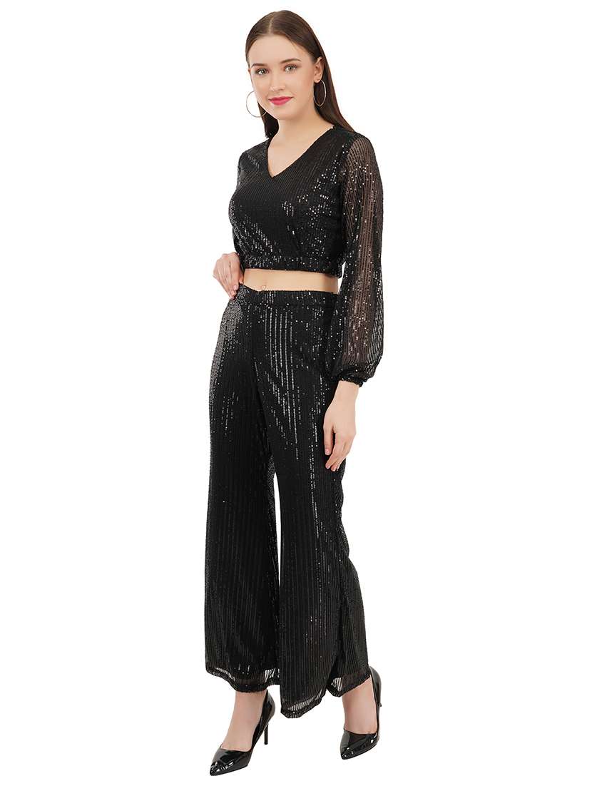 black sequin top and trouser set - 19204858 -  Standard Image - 1