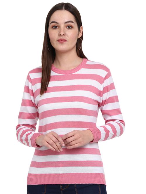 women striped long sleeve pullover - 19204964 - Standard Image - 0