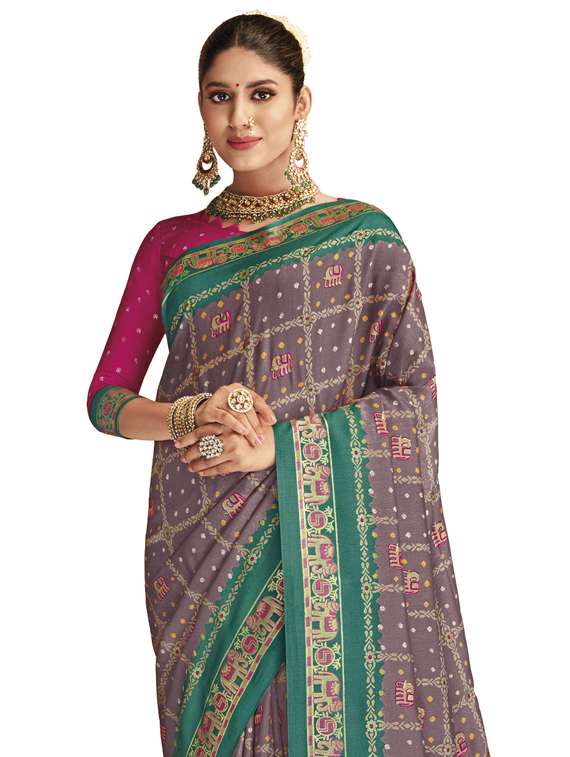 self design woven saree with blouse - 19205986 -  Standard Image - 1