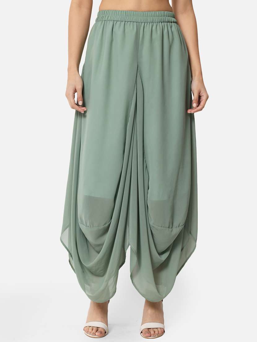 green solid palazzo - 19207366 -  Zoom Image - 0