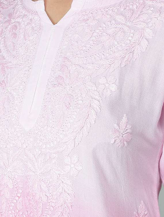 pink ombre detailed straight kurti - 19207417 -  Standard Image - 4