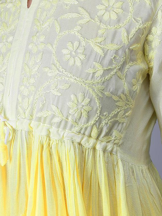 yellow ombre detailed flared kurti - 19207423 - Standard Image - 4
