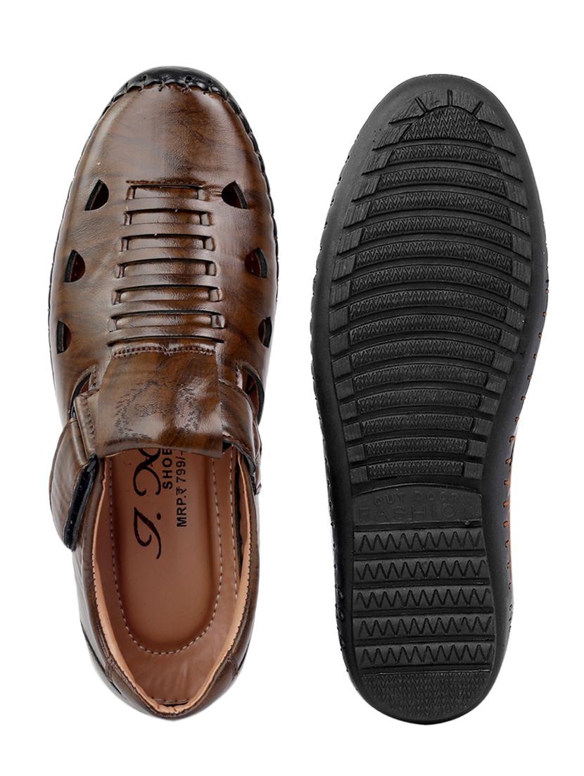 brown ethnic sandal - 19207582 - Standard Image - 4