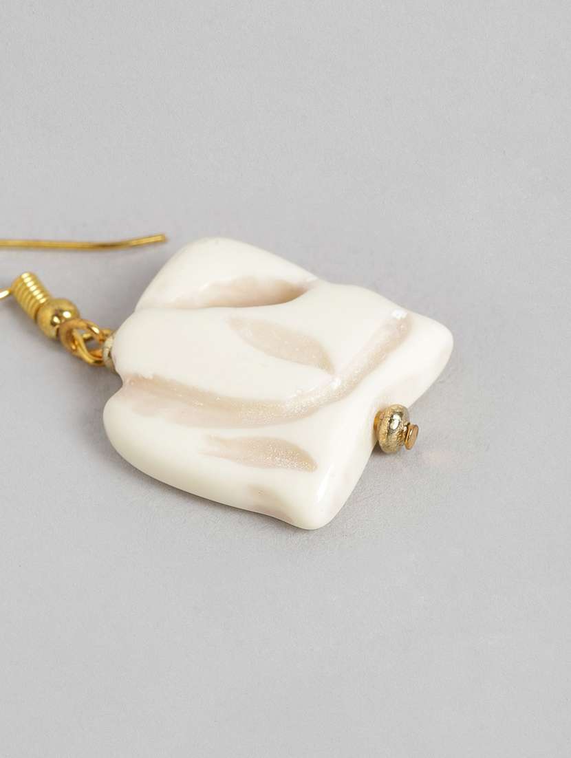 beige metal drop earring - 19207911 - Standard Image - 1