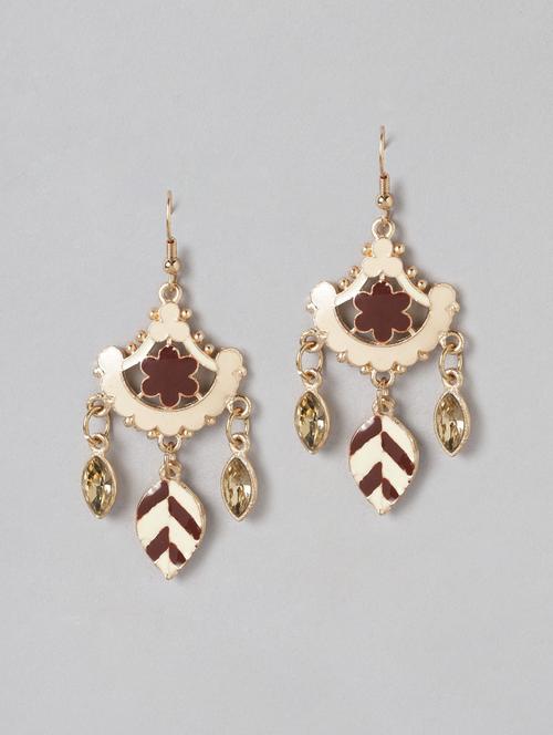 beige metal drop earring - 19207923 - Standard Image - 0