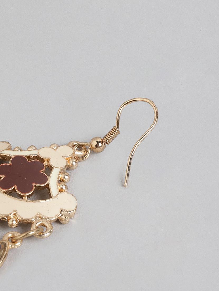 beige metal drop earring - 19207923 - Standard Image - 1