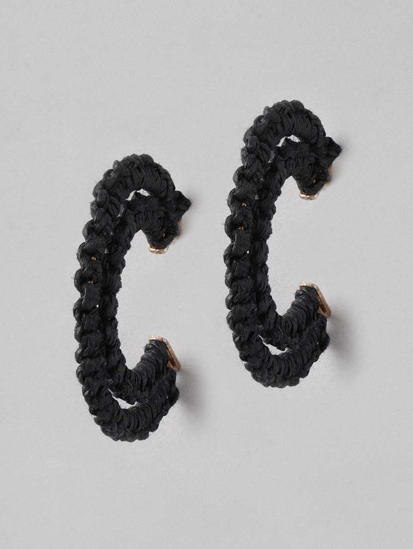 Black Crescent Shaped Half Hoop Earrings