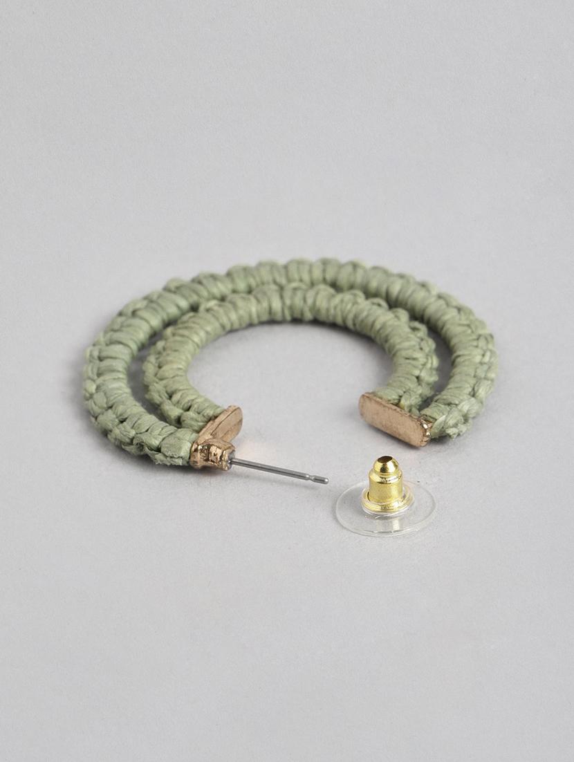 green crescent shaped half hoop earrings - 19207932 - Standard Image - 1