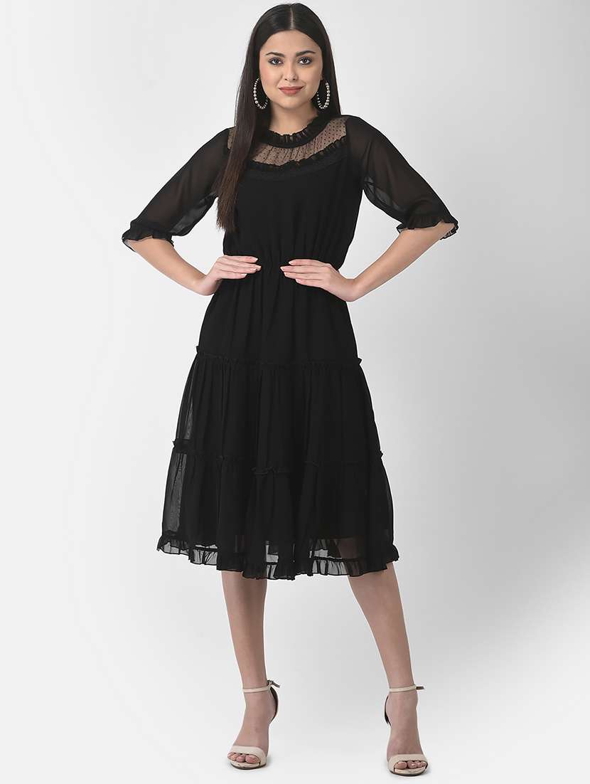 women's tiered dress solid dress