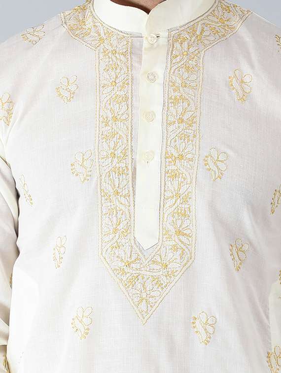 mandarin neck cotton long kurta - 19208490 -  Standard Image - 4