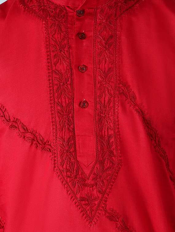 mandarin neck cotton long kurta - 19208494 -  Standard Image - 4