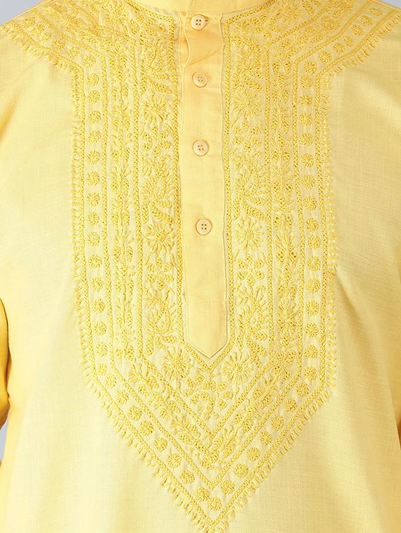 mandarin neck cotton long kurta - 19208497 - Standard Image - 4
