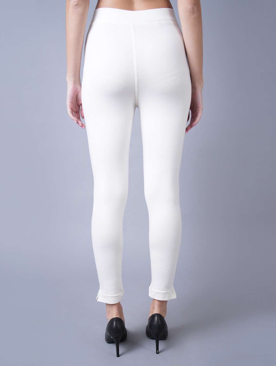 White Solid Cotton Legging
