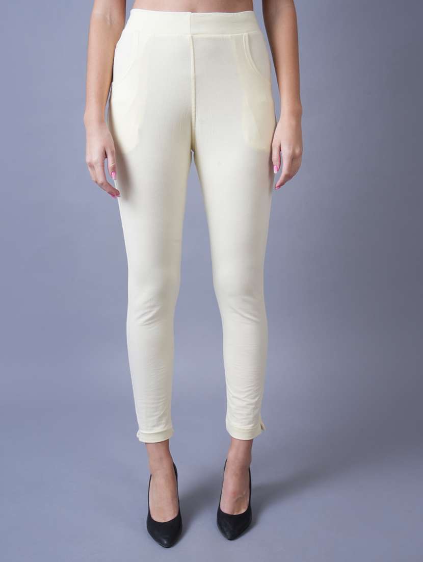 white solid cotton legging