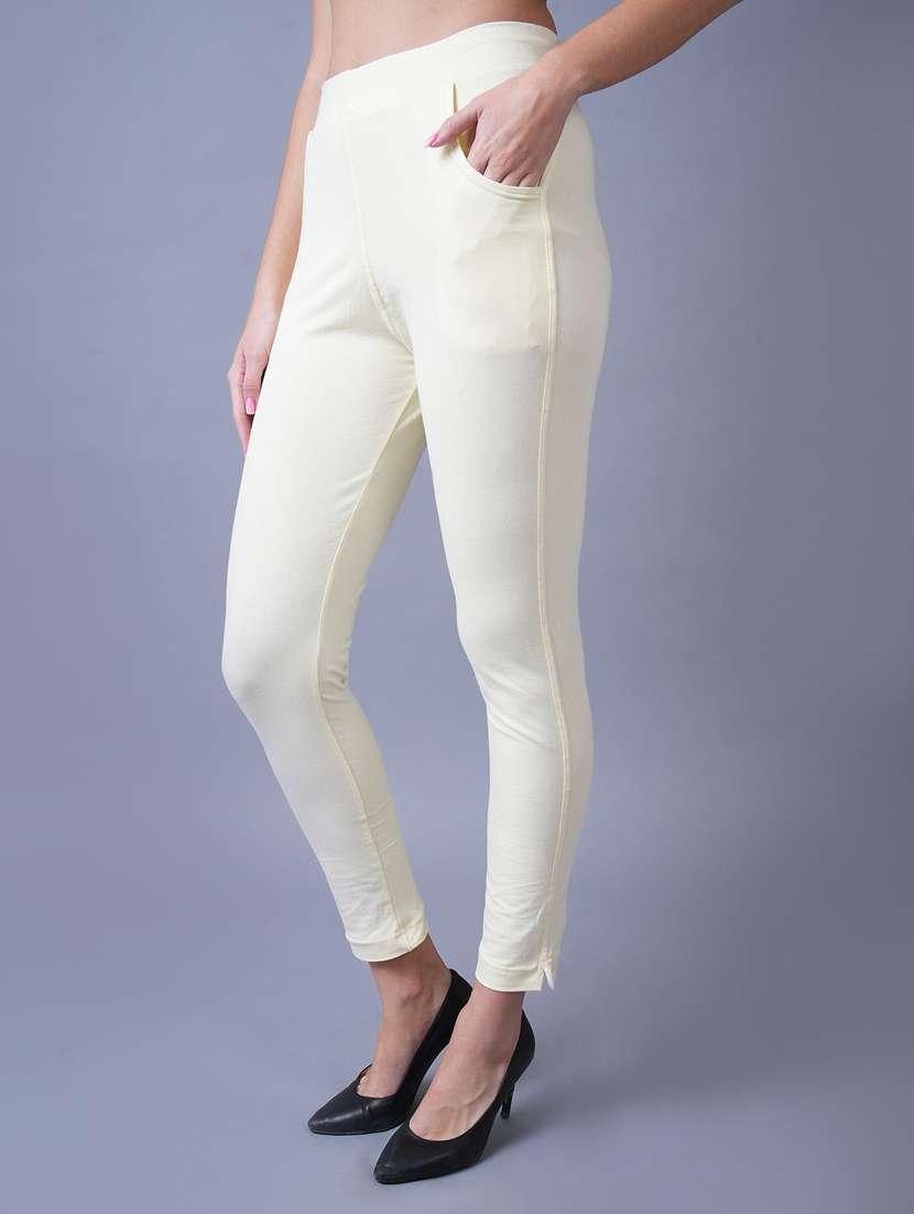 white solid cotton legging - 19214753 -  Standard Image - 1