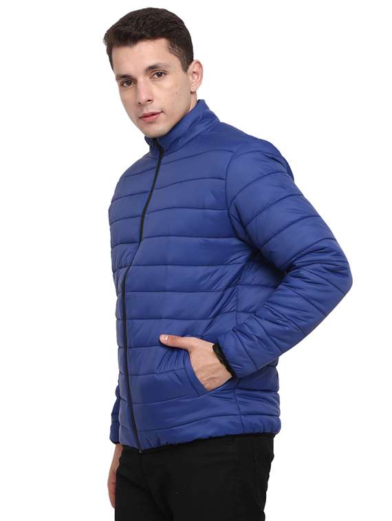 men blue solid long sleeve quilted jacket - 19214892 -  Standard Image - 1
