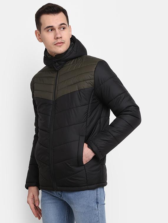 hood neck solid casual jacket - 19214929 - Standard Image - 1