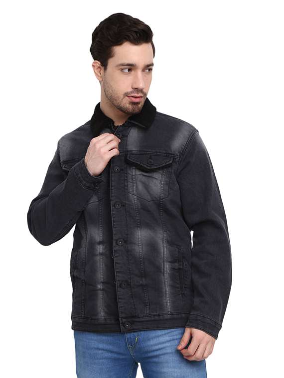 men black long sleeve denim jacket