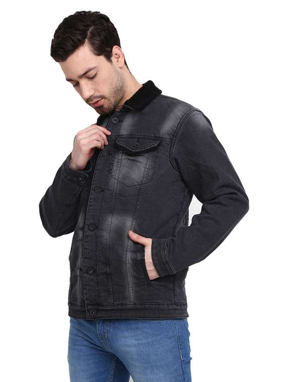 men black long sleeve denim jacket - 19214962 -  Standard Image - 1