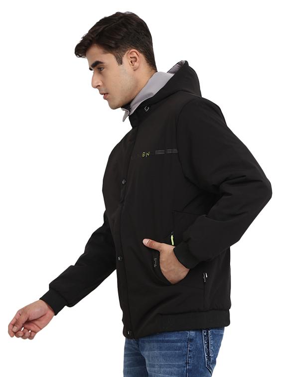 hood neck solid casual jacket - 19214993 - Standard Image - 1