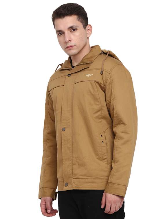 hood neck solid casual jacket - 19215001 - Standard Image - 1