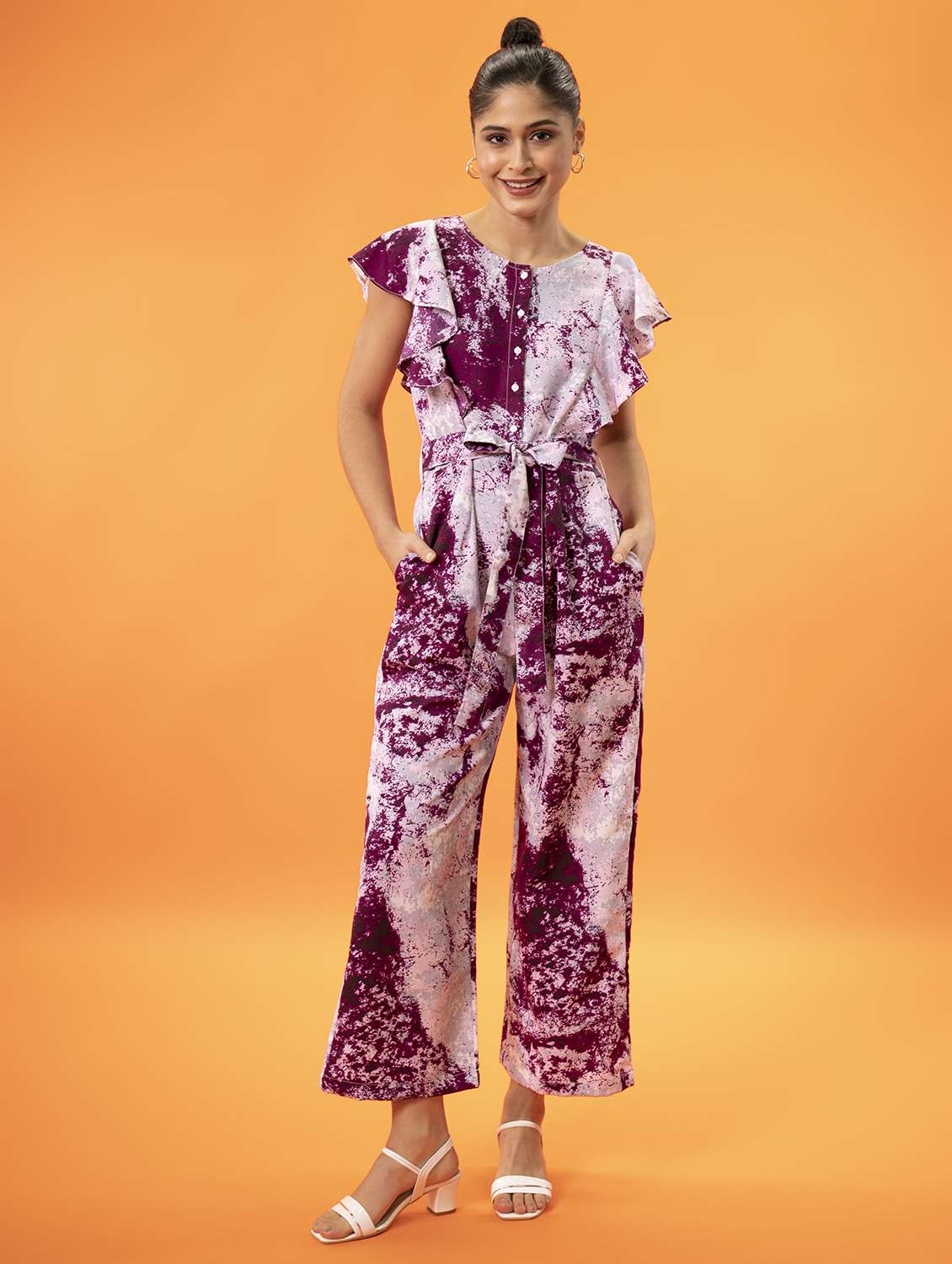 women printed full leg jumpsuit
