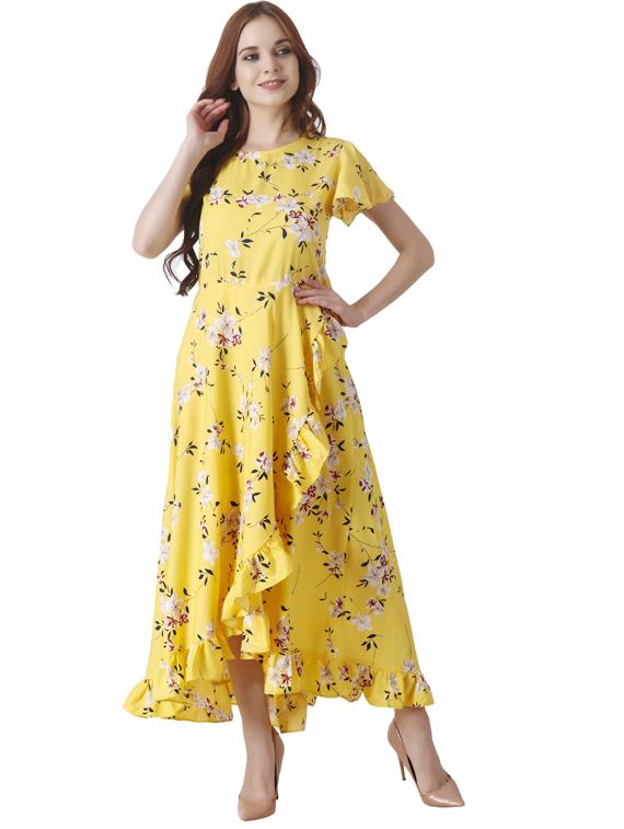 women's asymmetric floral dress - 19215372 - Standard Image - 1