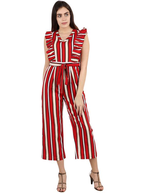 stripes full leg jumpsuit - 19215431 - Standard Image - 1