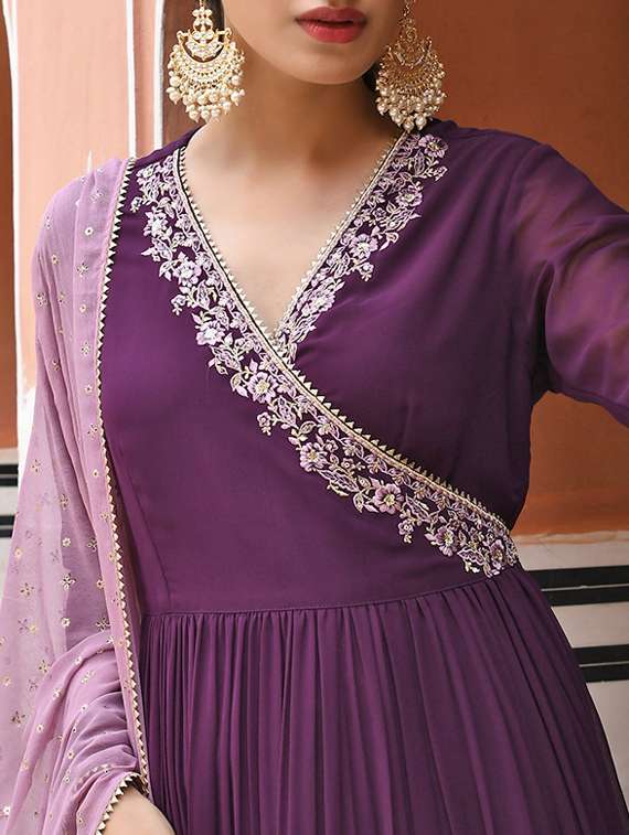 purple georgette kurta dupatta  set - 19218519 -  Standard Image - 4