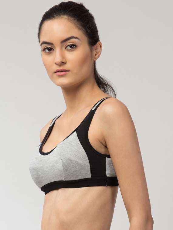 multi coloured solid sports bra - 19219683 -  Standard Image - 1