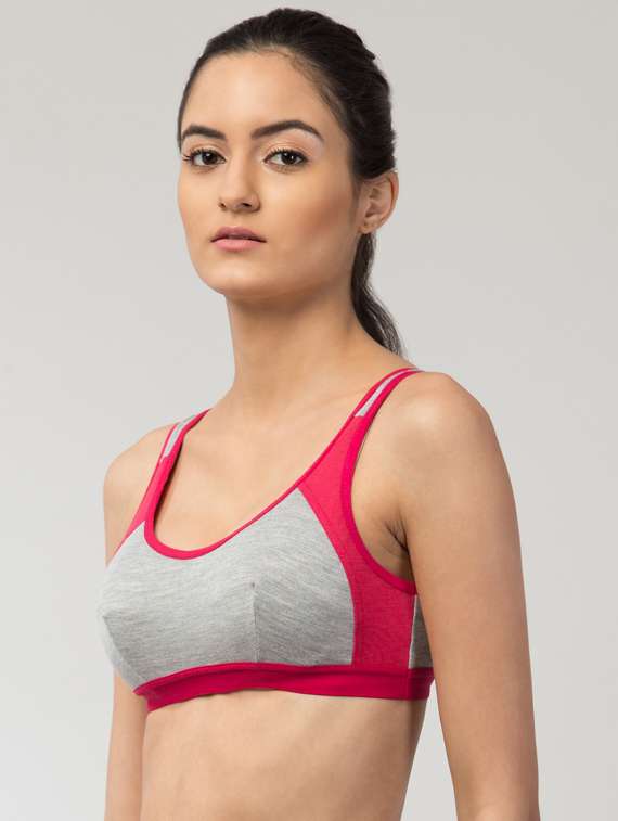 multi coloured solid sports bra - 19219684 -  Standard Image - 1