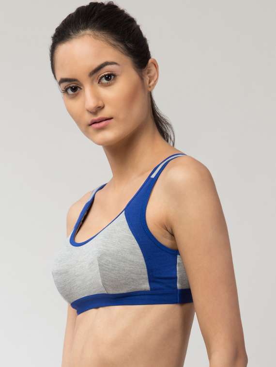 multi coloured solid sports bra - 19219685 -  Standard Image - 1