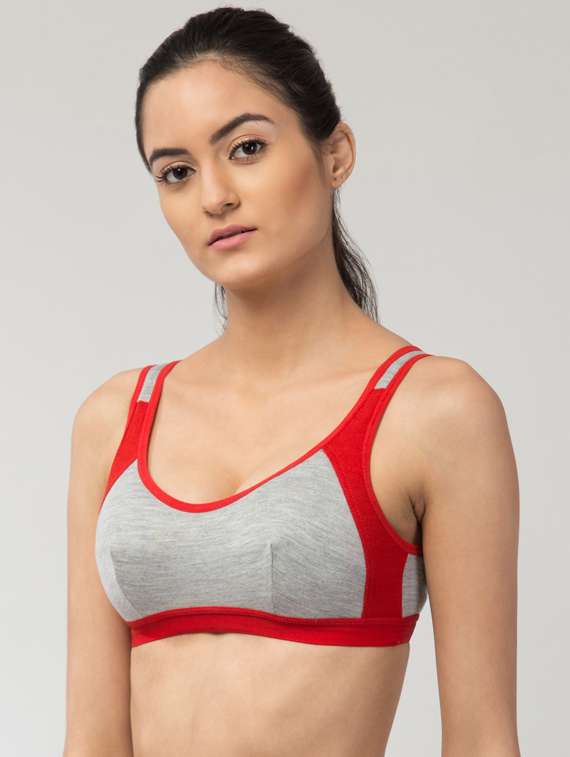 multi coloured solid sports bra - 19219686 -  Standard Image - 1