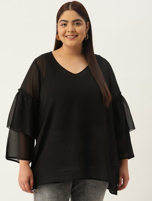 women's a line v neck top - 19220845 - Standard Image - 0