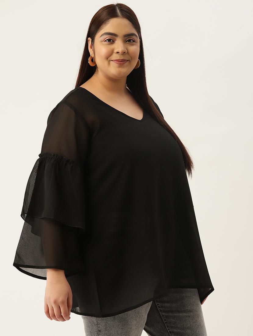 women's a line v neck top - 19220845 - Standard Image - 1