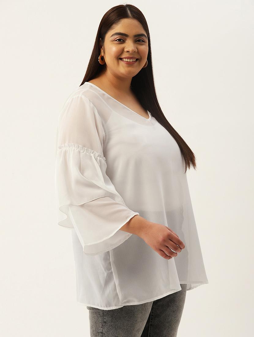 women's a line v neck top - 19220846 - Standard Image - 1