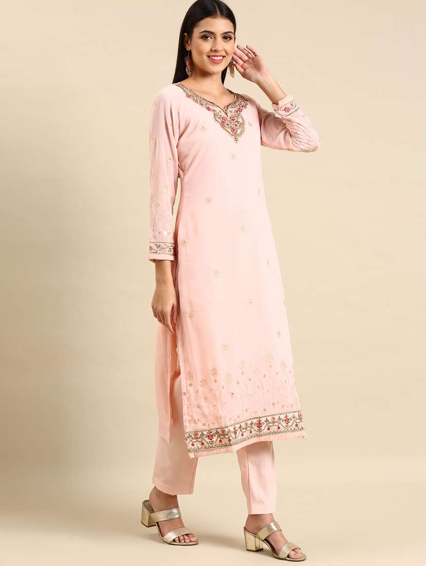 embroidered unstitched suit set - 19220940 -  Standard Image - 1
