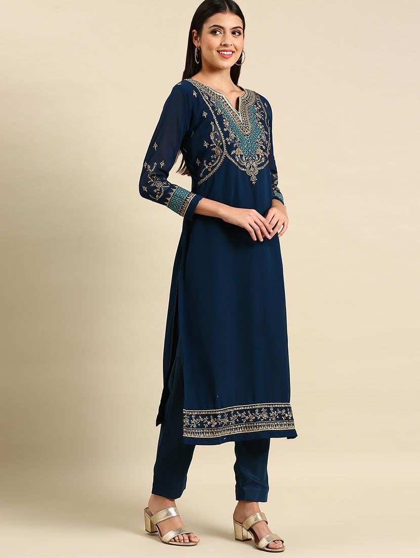 embroidered unstitched suit set - 19220951 - Standard Image - 1