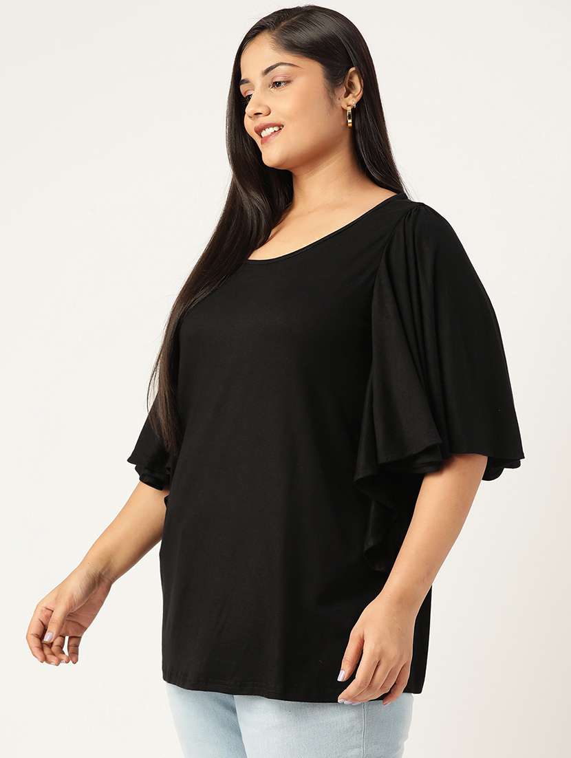 women's straight round neck top - 19223345 - Standard Image - 1