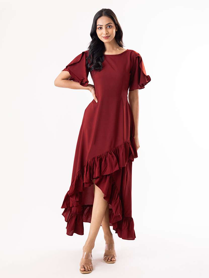 women's high low solid dress - 19223533 -  Standard Image - 1