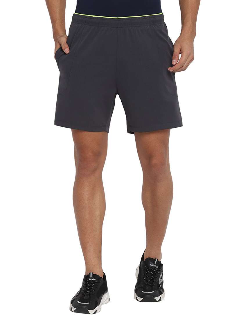 grey mid rise solid short