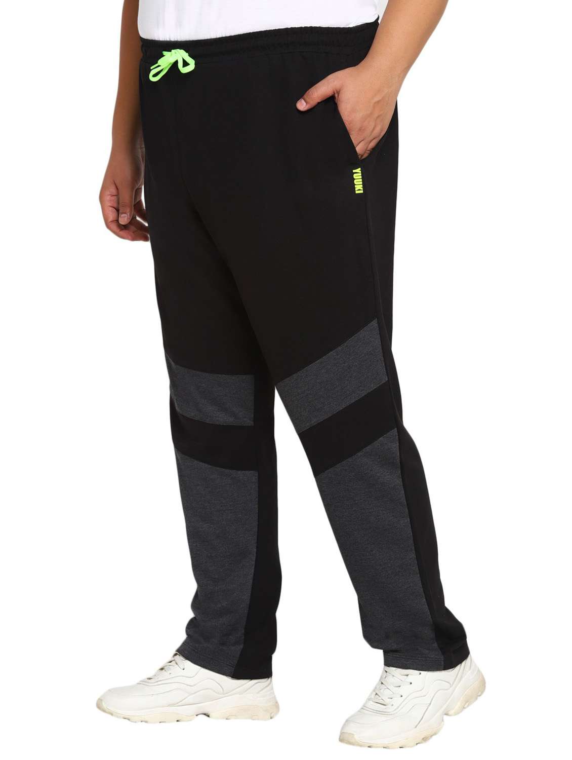 black color block full length track pant - 19223774 -  Standard Image - 1